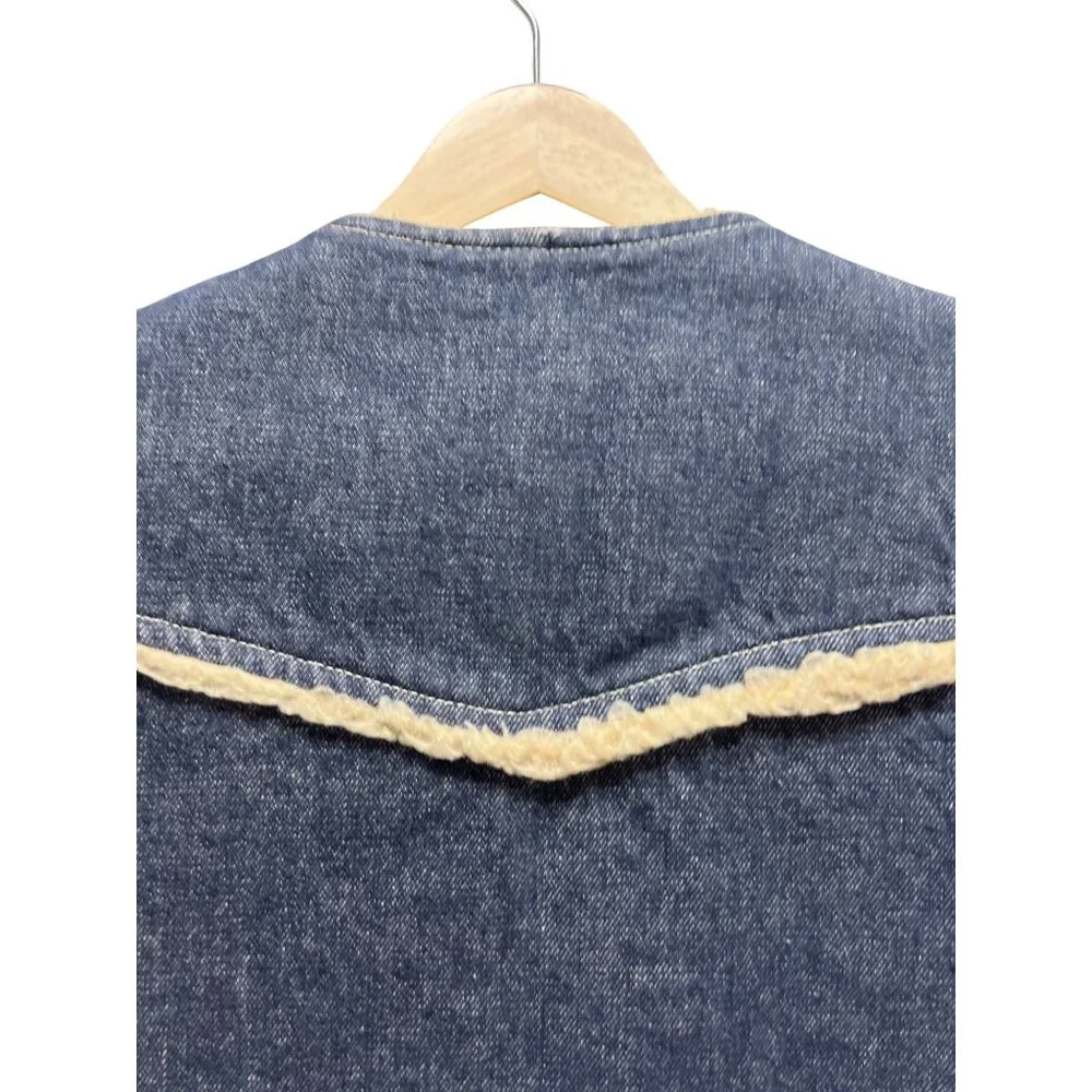 Weathercaster Vintage 70's Denim Sherpa Lined Western Vest - Picture 6 of 7
